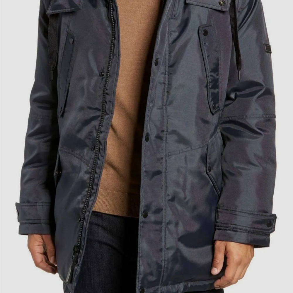 Marc New York Men's Gray Lafayette Fur Hooded Parka Coat Jacket Size M